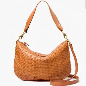 Elegant Tan Woven Leather Shoulder Bag